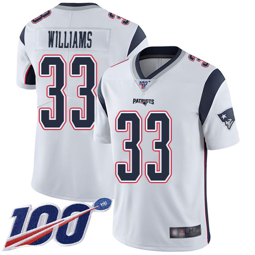 New England Patriots Football #33 100th Season Limited White Men Joejuan Williams Road NFL Jersey->new england patriots->NFL Jersey